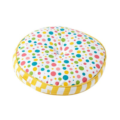 Homescapes Multi Polka Dots & Yellow Stripes Round Floor Cushion - image 1