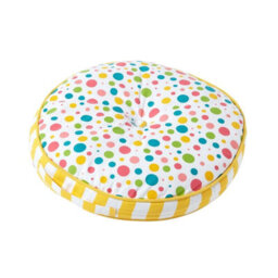 Homescapes Multi Polka Dots & Yellow Stripes Round Floor Cushion - thumbnail 1