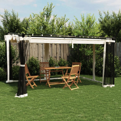 Walplus Gazebo With Mesh Walls Cream 4X3 M Steel - image 1