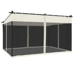 Walplus Gazebo With Mesh Walls Cream 4X3 M Steel - thumbnail 6