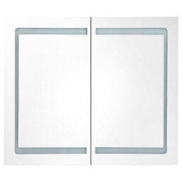 Walplus Led Bathroom Mirror Cabinet White And Oak 80X12X68 Cm - thumbnail 4