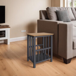 Fwstyle Oak Graphite Blue Magazine Rack Ready Assembled