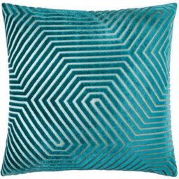 Paoletti Evoke Cut Velvet Cushion Cover, Teal, 55 X 55Cm