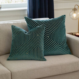 Paoletti Evoke Cut Velvet Cushion Cover, Teal, 55 X 55Cm - thumbnail 6