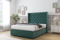 "Sloomy Dior Emerald Plush Divan Bed With Mattress No Drawers With 54"" Wingback Headboard 2'6 Small Single" - thumbnail 2