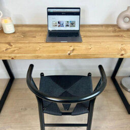 Rustic Solid Wooden Office Desk - 150Cm L X 58Cm W - Trapeze Legs - Rugger Brown - thumbnail 3