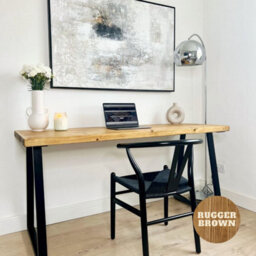 Rustic Solid Wooden Office Desk - 150Cm L X 58Cm W - Trapeze Legs - Rugger Brown - thumbnail 2