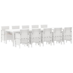 Berkfield Garden Dining Set 11 Pcs White And Taupe Synthetic Rattan - thumbnail 2