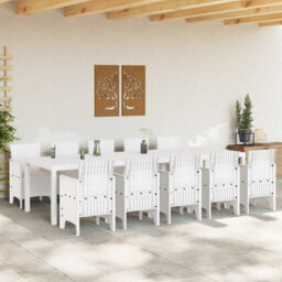 Berkfield Garden Dining Set 11 Pcs White And Taupe Synthetic Rattan - thumbnail 3