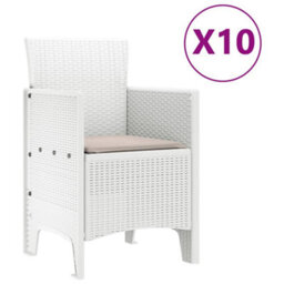 Berkfield Garden Dining Set 11 Pcs White And Taupe Synthetic Rattan - thumbnail 5