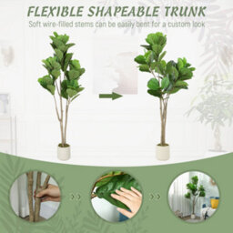 Homcom 150Cm Artificial Fiddle Leaf Fig Tree, Realistic Fake Plant, Green - thumbnail 6