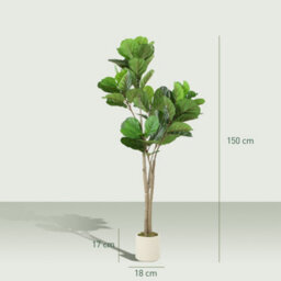 Homcom 150Cm Artificial Fiddle Leaf Fig Tree, Realistic Fake Plant, Green - thumbnail 3