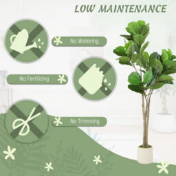 Homcom 150Cm Artificial Fiddle Leaf Fig Tree, Realistic Fake Plant, Green - thumbnail 5
