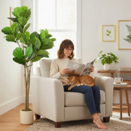 Homcom 150Cm Artificial Fiddle Leaf Fig Tree, Realistic Fake Plant, Green - thumbnail 1