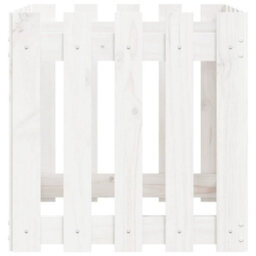 Berkfield Garden Planter With Fence Design White 50X50X50 Cm Solid Wood Pine - thumbnail 6