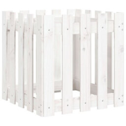 Berkfield Garden Planter With Fence Design White 50X50X50 Cm Solid Wood Pine - thumbnail 2