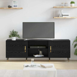 Berkfield Tv Cabinet Black Oak 150 X 30 X 50 Cm Engineered Wood - thumbnail 4