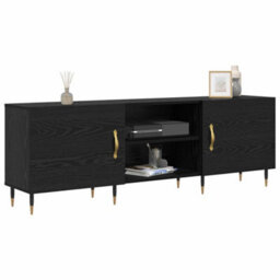 Berkfield Tv Cabinet Black Oak 150 X 30 X 50 Cm Engineered Wood - thumbnail 3