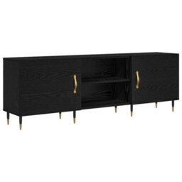 Berkfield Tv Cabinet Black Oak 150 X 30 X 50 Cm Engineered Wood - thumbnail 2