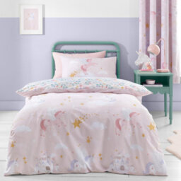 Catherine Lansfield Bedding Fairytale Unicorn Duvet Cover Set Pink - thumbnail 1