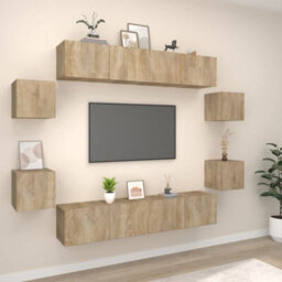 Berkfield 8 Piece Tv Cabinet Set Sonoma Oak Engineered Wood - thumbnail 1