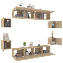 Berkfield 8 Piece Tv Cabinet Set Sonoma Oak Engineered Wood - thumbnail 4