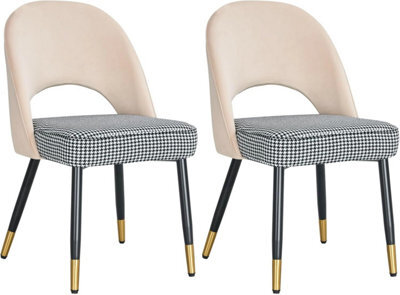 Hygrad Built to Survive Set Of 2 Dining Chairs Velvet Padded Seat Metal Legs Kitchen Chair Home Office Set - image 1