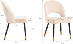 Hygrad Built to Survive Set Of 2 Dining Chairs Velvet Padded Seat Metal Legs Kitchen Chair Home Office Set - thumbnail 5