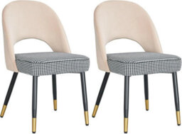 Hygrad Built to Survive Set Of 2 Dining Chairs Velvet Padded Seat Metal Legs Kitchen Chair Home Office Set - thumbnail 1