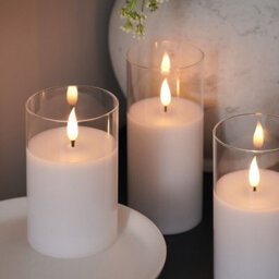 Festive Lights Ember™ Battery Hurricane Glass Candle, Trio - thumbnail 5