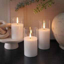 Festive Lights Ember™ Battery Hurricane Glass Candle, Trio - thumbnail 4