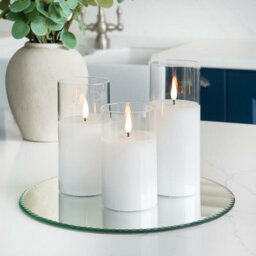 Festive Lights Ember™ Battery Hurricane Glass Candle, Trio