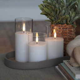 Festive Lights Ember™ Battery Hurricane Glass Candle, Trio - thumbnail 3