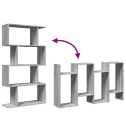 Walplus Room Divider Bookcase 4 Tier Grey Sonoma 70X24X129 Cm Engineered Wood - thumbnail 8