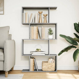 Walplus Room Divider Bookcase 4 Tier Grey Sonoma 70X24X129 Cm Engineered Wood - thumbnail 3