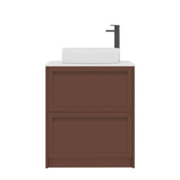 Royal Bathrooms Royal Bathroom Elmore 700mm Terracotta Clay Freestanding Bathroom Vanity Unit 2 Drawer Plain White Worktop With Lyon Basin - thumbnail 7