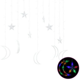 Berkfield Star And Moon Fairy Lights Remote Control 138 Led Colourful - thumbnail 2
