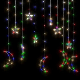 Berkfield Star And Moon Fairy Lights Remote Control 138 Led Colourful - thumbnail 4