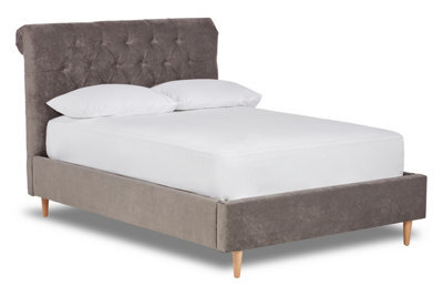 Divan Base Direct Zephyr Fabric Scroll Bed With Low Foot End Bed Base Only 6Ft Super King- Brecon Gun Metal - image 1