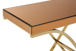 Premier Housewares Interiors By Premier Spacious Gold Finished Decorative Table For Hallways, Modern Rectangular Console Table With Brown Glass Top - thumbnail 4