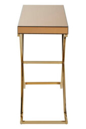 Premier Housewares Interiors By Premier Spacious Gold Finished Decorative Table For Hallways, Modern Rectangular Console Table With Brown Glass Top - thumbnail 3