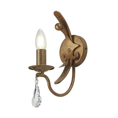 Luminosa Lighting Elstead Windsor 1 Light Candle Wall Light - Gold Patina, E14 - image 1