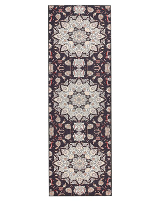Wyld And Coco Black And Beige Oriental Runner Rug 80 X 240 Cm - Low Pile, Anti-Slip Base, Vintage-Modern Hallway - image 1
