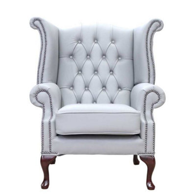 Chesterfield High Back Wing Chair Vele Huxley Leather In Queen Anne Style - image 1