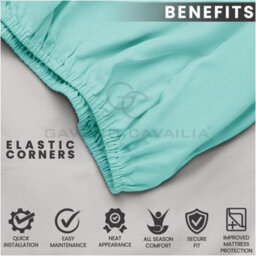 Gc Gaveno Cavailia Plain Dyed Fitted Bedsheet King Aqua Super Soft & Comfy Non Iron Fitted Sheet - thumbnail 4