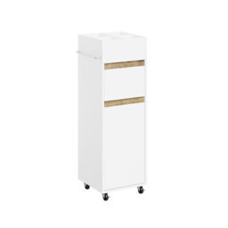 Sobuy Bathroom Cabinet With Drawer Door Shelf Towel Bar 12.9X11.8X36 Inch With Wheels Load Capacity 50 Kg Bzr225-Nw - White - thumbnail 3