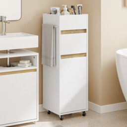 Sobuy Bathroom Cabinet With Drawer, Door, Shelf And Towel Bar 12.9X11.8X36 Inch Load Capacity 50 Kg Bzr225-Nw - White