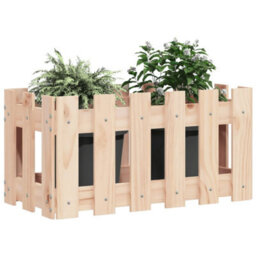 Berkfield Versatile Garden Planter With Fence Design 60X30X30 Cm Solid Wood Pine - thumbnail 3