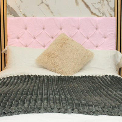 "Urban Textures Luxury 20"" High Chesterfield Boucle Upholstered Bed Headboard - Pink" - image 1