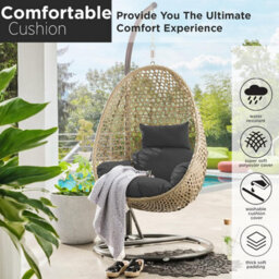 istyle mode Black Replacement Cushion For Swing Egg Chair, 5 Pieces Water-Resistant Hanging Basket Swing Chair Cushion - thumbnail 6